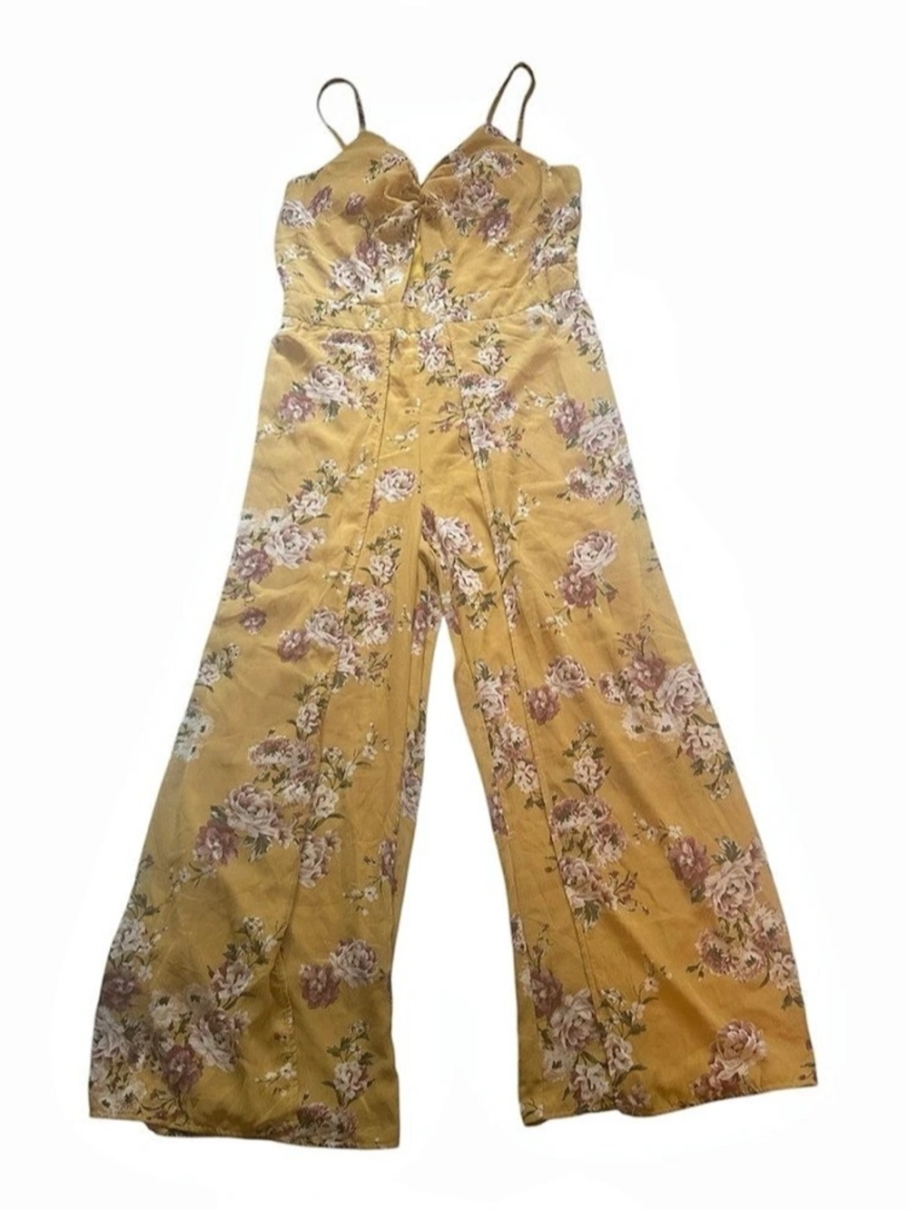 Floral Wide-Leg Jumpsuit in Yellow & Pink